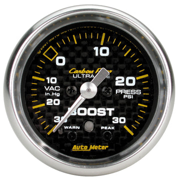 AutoMeter 4777 - GAUGE, VAC/BOOST, 2 1/16", 30INHG-30PSI, STEPPER MOTOR W/ PK & WRN, CARBON FIBER 3