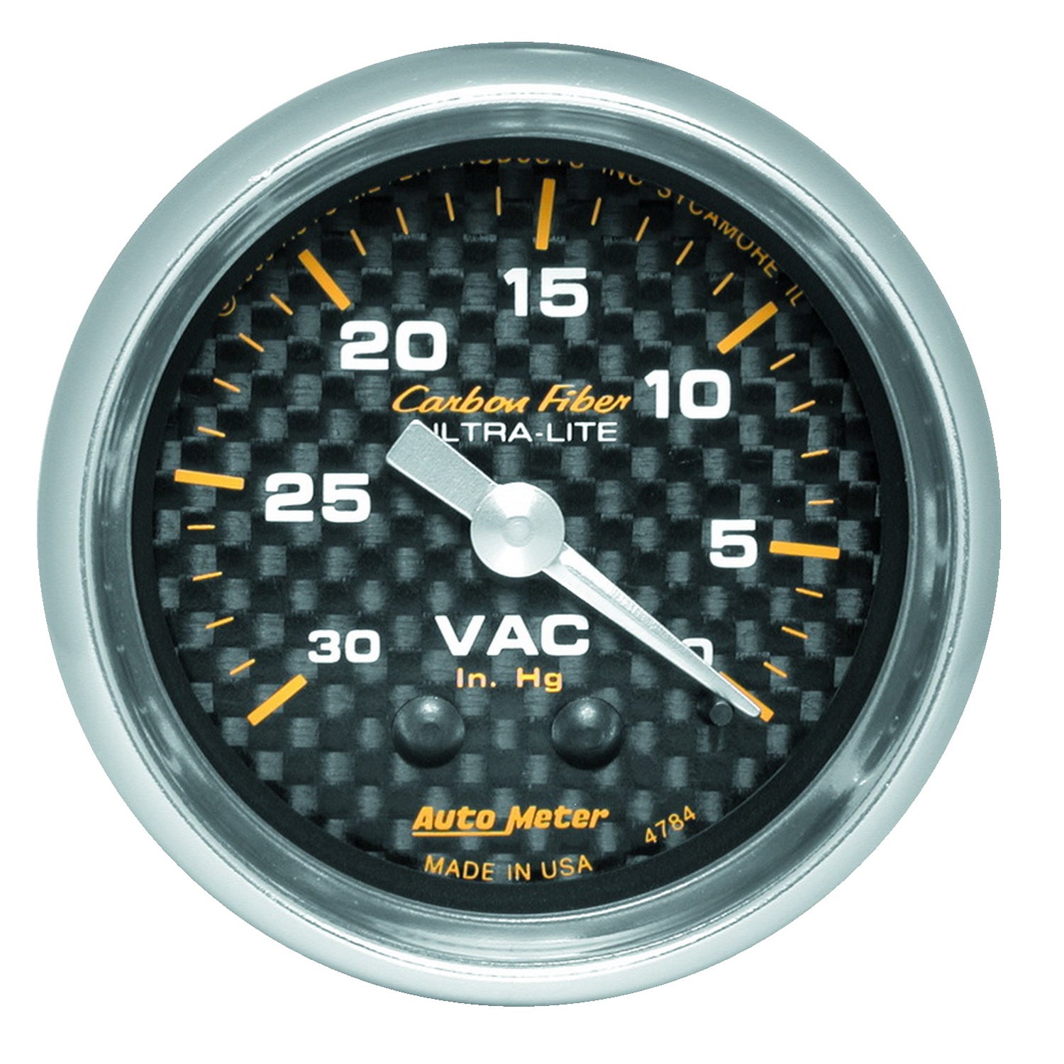 AutoMeter 4784 - GAUGE, VACUUM, 2 1/16", 30INHG, MECHANICAL, CARBON FIBER 3