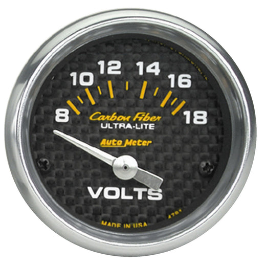 AutoMeter 4791 2-1/16" VOLTMETER, 8-18V, CARBON FIBER