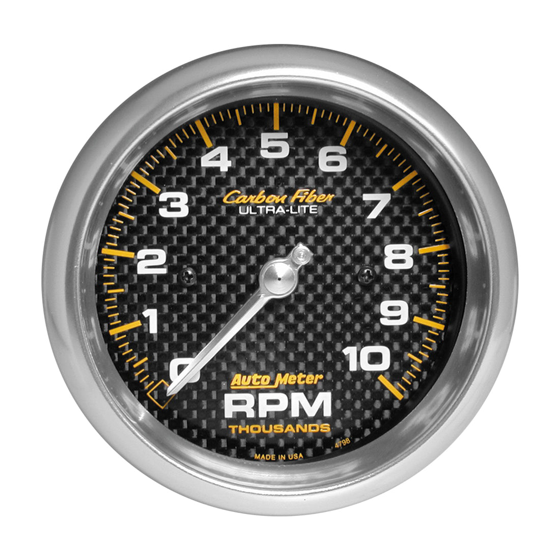 AutoMeter 4798 - GAUGE, TACHOMETER, 3 3/8", 10K RPM, IN-DASH, CARBON FIBER 3