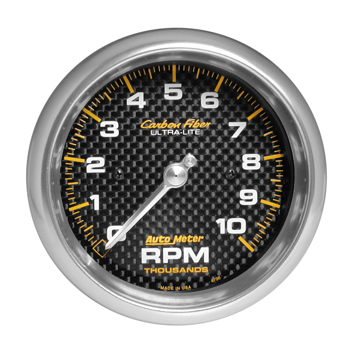AutoMeter 4798 - GAUGE, TACHOMETER, 3 3/8", 10K RPM, IN-DASH, CARBON FIBER 3
