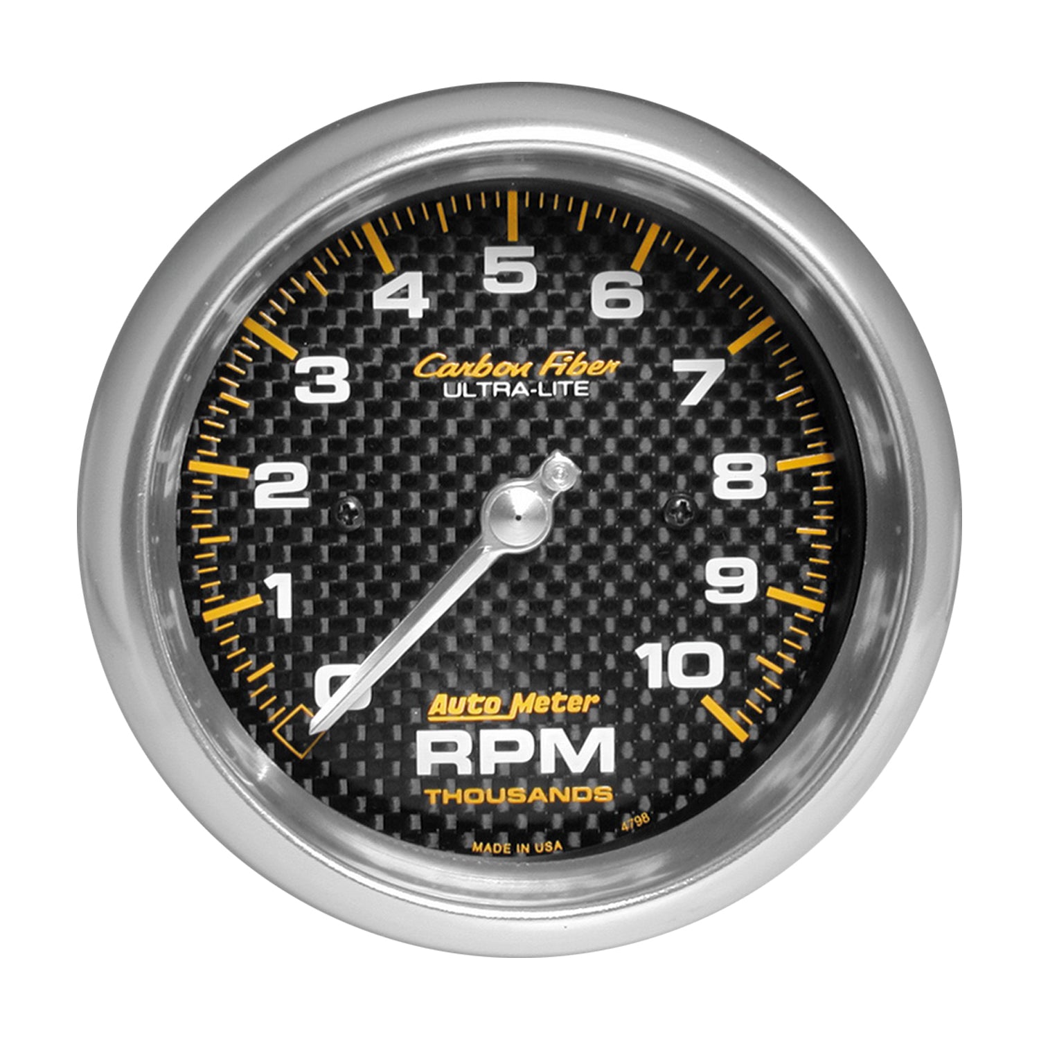 AutoMeter 4798 - GAUGE, TACHOMETER, 3 3/8", 10K RPM, IN-DASH, CARBON FIBER 3