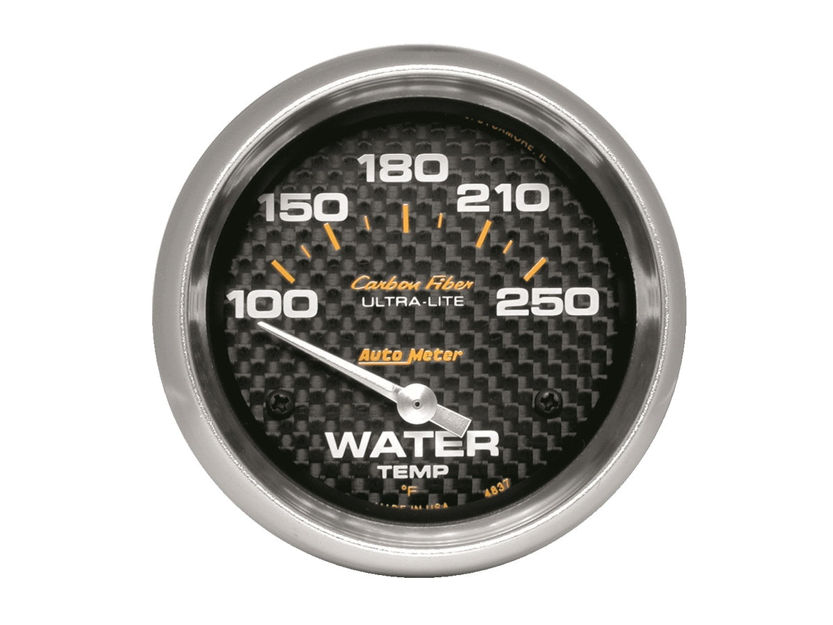 AutoMeter 4837 - GAUGE, WATER TEMP, 2 5/8", 100-250?F, ELECTRIC, CARBON FIBER 3