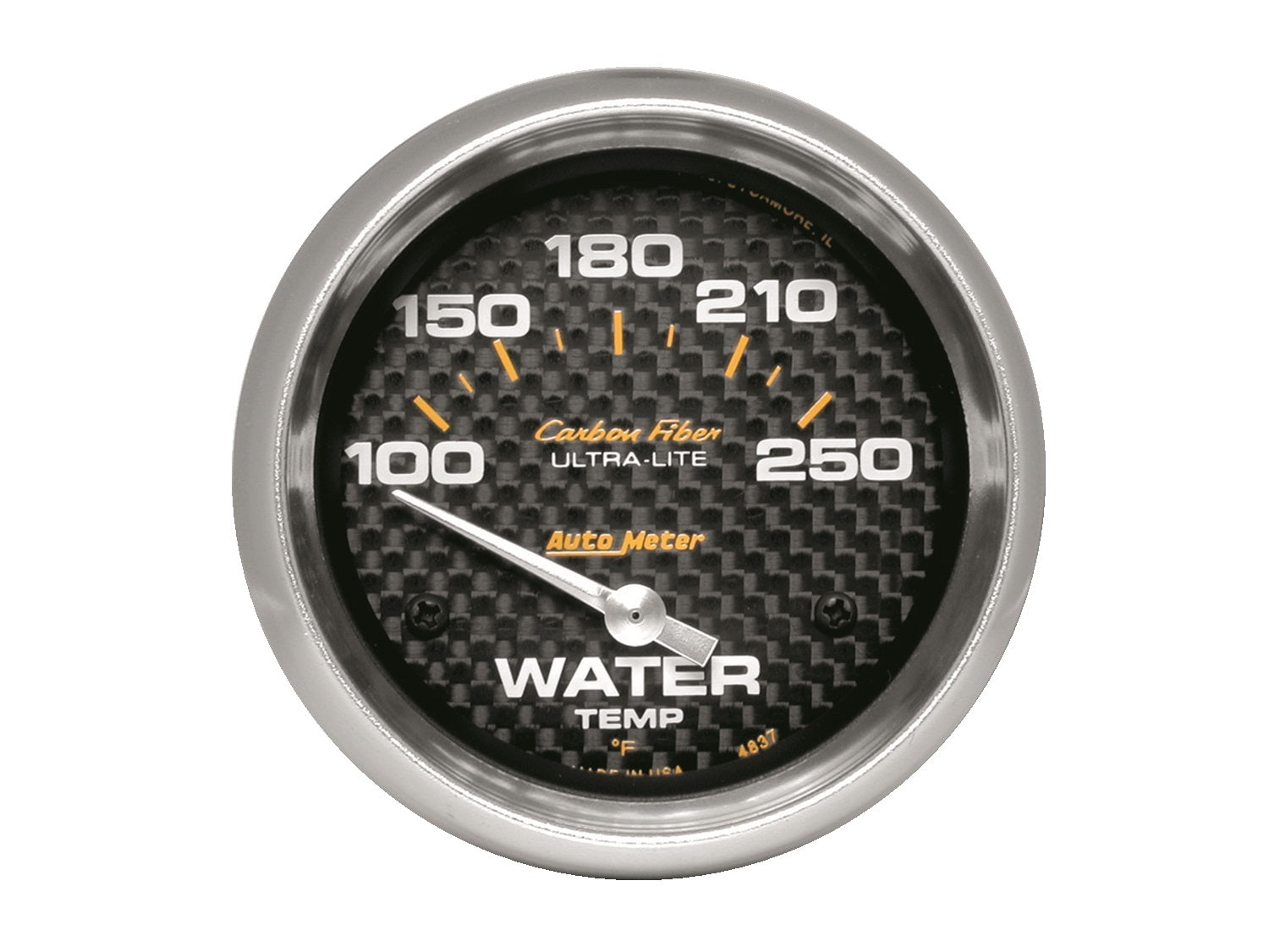 AutoMeter 4837 - GAUGE, WATER TEMP, 2 5/8", 100-250?F, ELECTRIC, CARBON FIBER 3