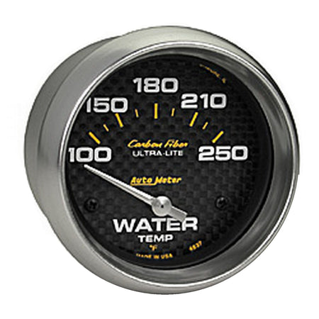 AutoMeter 4837 - GAUGE, WATER TEMP, 2 5/8", 100-250?F, ELECTRIC, CARBON FIBER 5