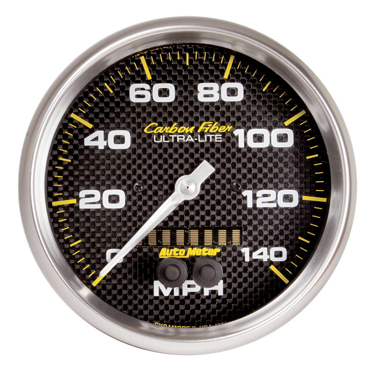 AutoMeter 4881 - GAUGE, SPEEDOMETER, 5", 140MPH, GPS, CARBON FIBER 4