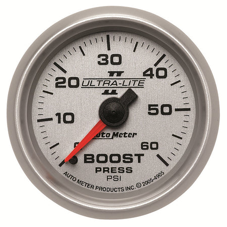 AutoMeter 4905 - GAUGE, BOOST, 2 1/16", 60PSI, MECHANICAL, ULTRA-LITE II 3