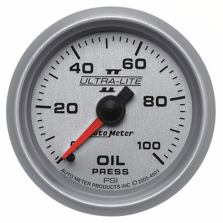 AutoMeter 4921 - GAUGE, OIL PRESSURE, 2 1/16", 100PSI, MECHANICAL, ULTRA-LITE II 3