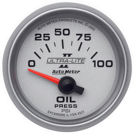 AutoMeter 4927 - GAUGE, OIL PRESSURE, 2 1/16", 100PSI, ELECTRIC, ULTRA-LITE II 5