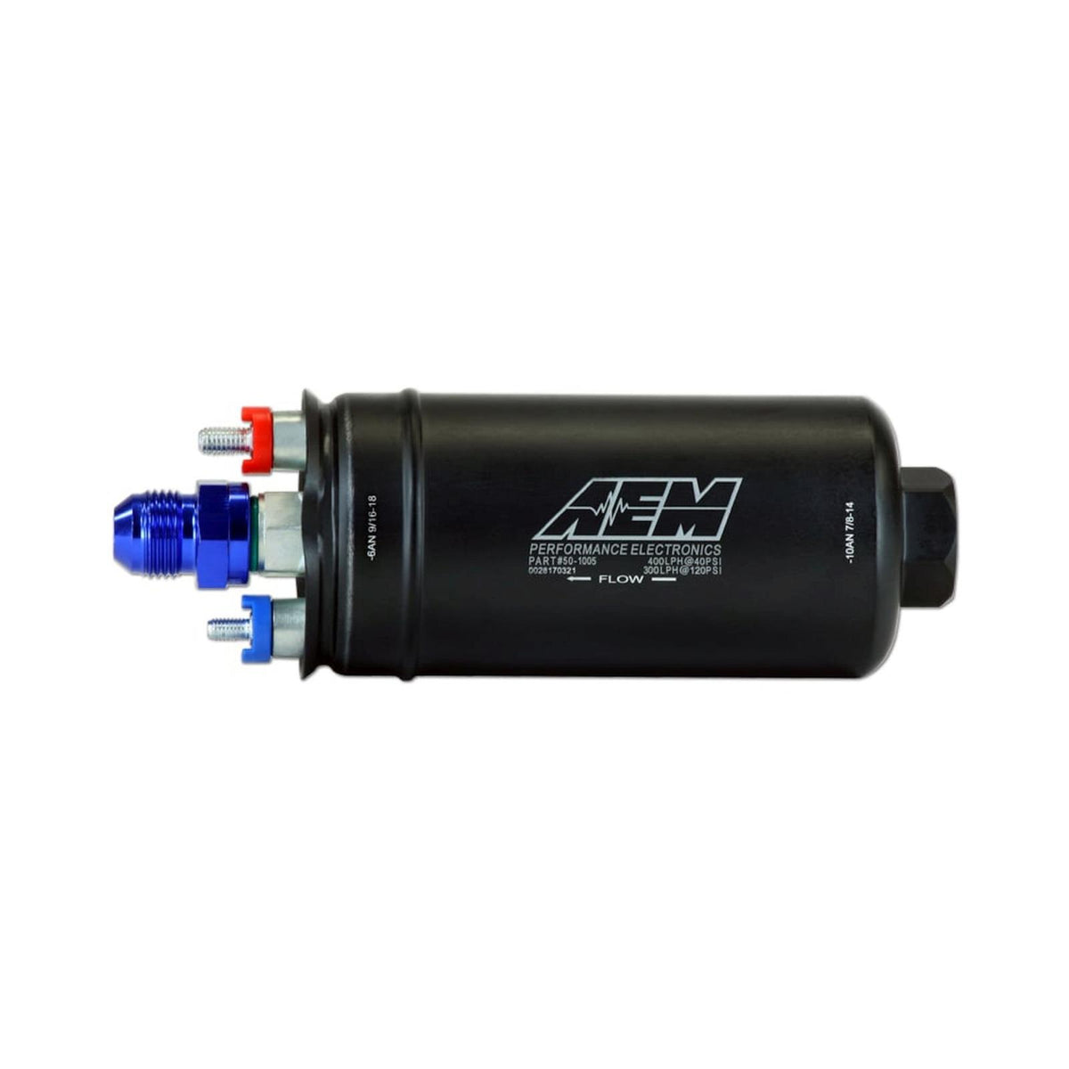 AEM Electronics 50-1005 - 400LPH (AN) Inline High Flow Fuel Pump Inlet -10AN Outlet -6AN AEM Electronics 4