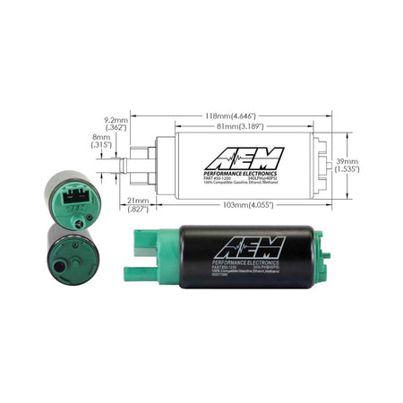 AEM Electronics 50-1200 - 340LPH E85-Compatible High Flow In-Tank Fuel Pump Offset Inlet/340LPH at40psi/Not application specific AEM Electronics 2