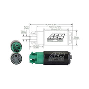 AEM Electronics Air and Fuel Delivery AEM Electronics 50-1215 340LPH E85-Compatible High Flow In-Tank Fuel Pump 65mm Body