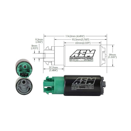 AEM Electronics 50-1215 - 340LPH E85-Compatible High Flow In-Tank Fuel Pump 65mm Body w/Hooks Offset Inlet/340LPH at40psi/Not application specific AEM Electronics 2