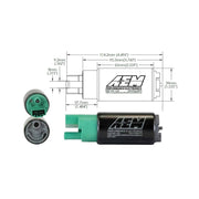 AEM Electronics 50-1220 - 340LPH E85-Compatible High Flow In-Tank Fuel Pump 65mm Body Inline Inlet/340LPH at40psi/Not application specific AEM Electronics 3