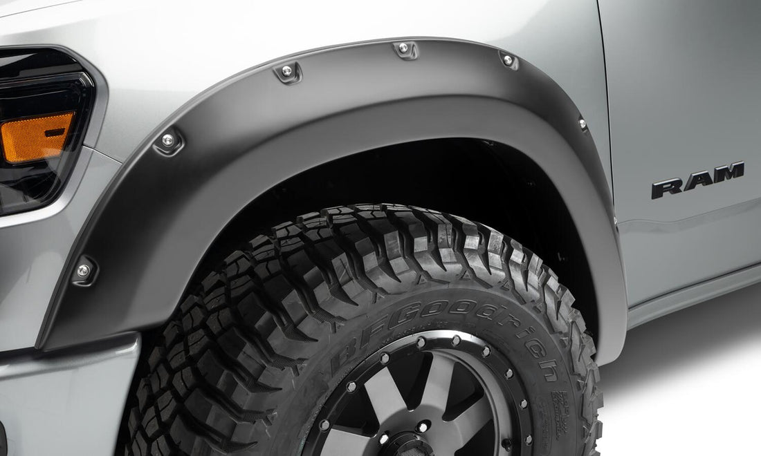 Bushwacker 50053-02 - Black Pocket/Rivet Style Smooth Finish Front Fender Flares For 2019-2022 Ram 1500 Will Not Fit Rebel And Trx Models Bushwacker 1