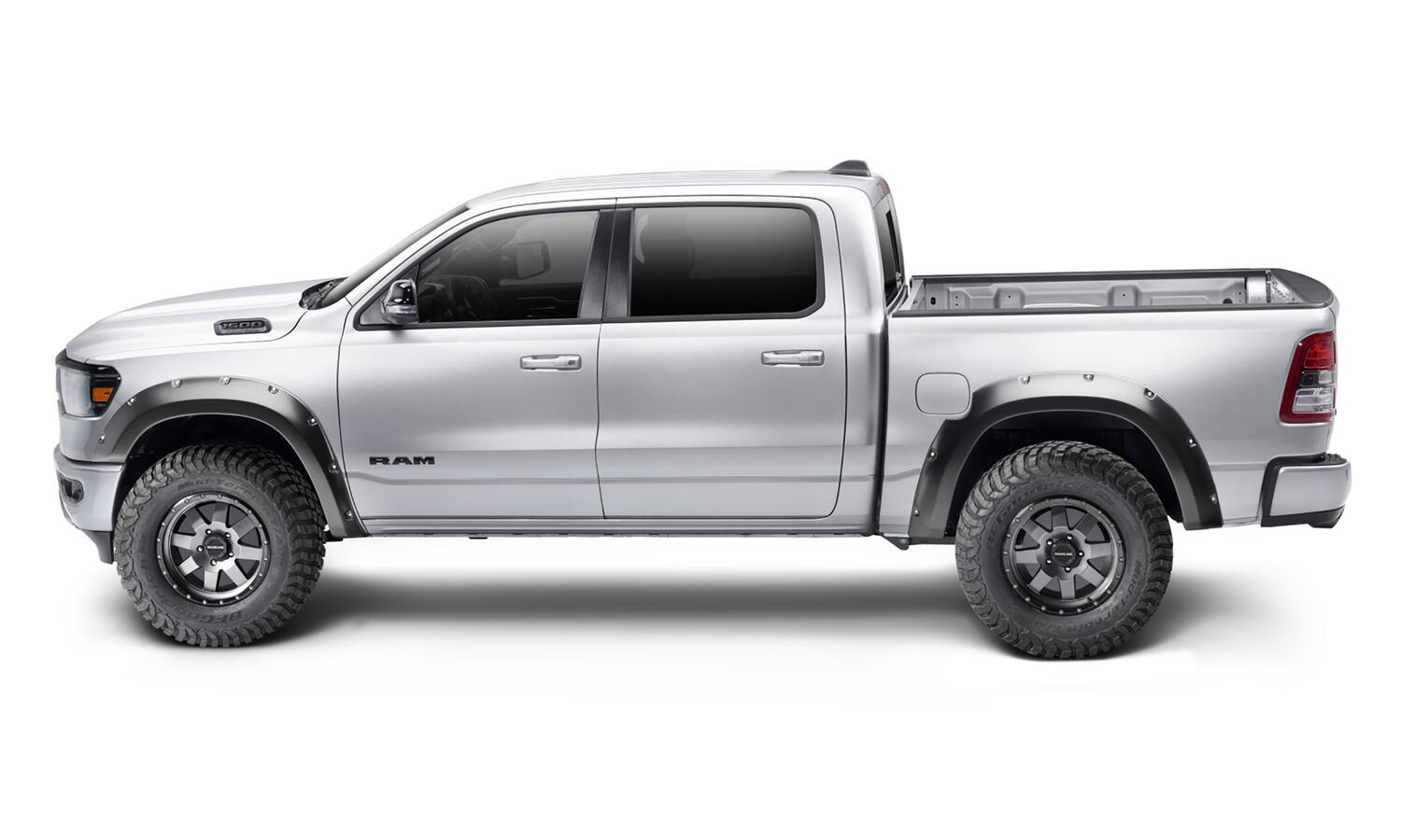 Bushwacker 50054-02 - Black Pocket/Rivet Style Smooth Finish Rear Fender Flares For 2019-2022 Ram 1500 Will Not Fit Rebel And Trx Models Bushwacker 2