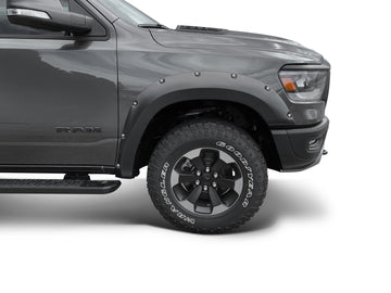 Bushwacker 50059-02 - Black Pocket/Rivet Style Smooth Finish Front Fender Flares For 2019-2022 Ram 1500 Rebel Bushwacker 1
