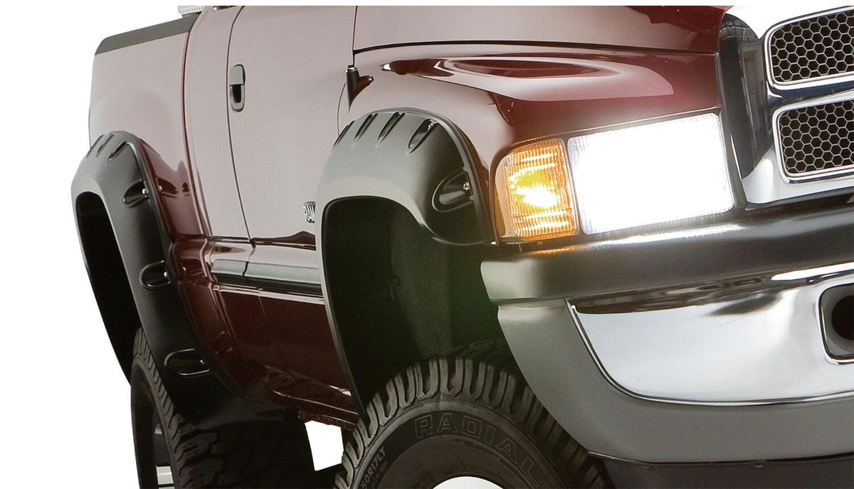 Bushwacker Body Bushwacker 50907-02 - Black Pocket/Rivet Style Smooth Finish 4-Piece Fender Flare Set For 2002-2008 Dodge Ram 1500 2003-2009 Ram 2500 2003 Ram 3500 Bushwacker