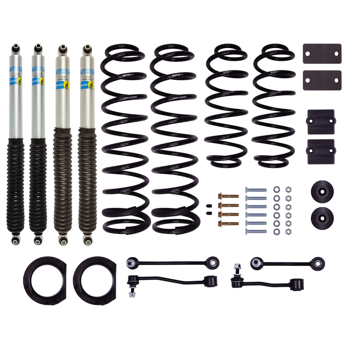 Bilstein 53-291417 - Suspension Lift Kit Jeep Wrangler JL 18+ 4dr 1.5 Inch Lift Kit Without Winch Lift Height 1.5 Inch on Rubicon 2.5 Inch On Others B8 5100 Lift Kit Bilstein 1