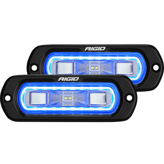 RIGID SR-L Series Off-Road Spreader Pod 3 Wire Flush Mount Blue Halo Pair