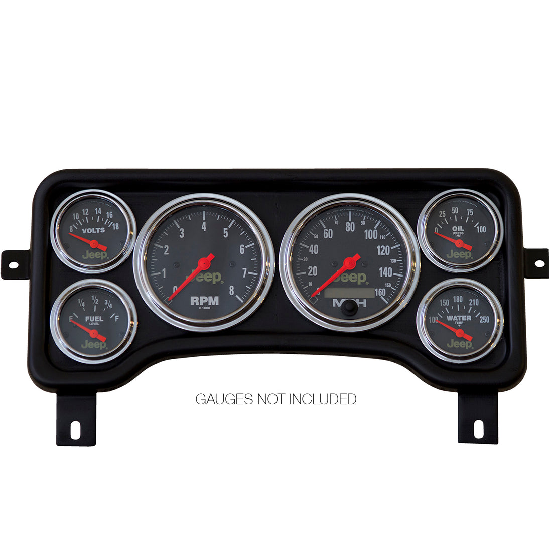 AutoMeter 5381 - GAUGE MOUNT, DIRECT FIT DASH PANEL, 6 GAUGE (3 3/8" X2, 2 1/16" X4), JEEP TJ/XJ 4