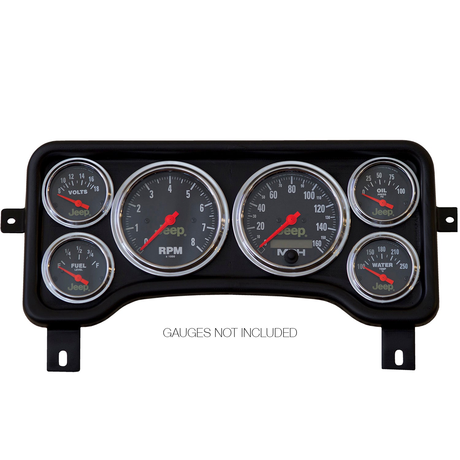 AutoMeter 5381 - GAUGE MOUNT, DIRECT FIT DASH PANEL, 6 GAUGE (3 3/8" X2, 2 1/16" X4), JEEP TJ/XJ 4