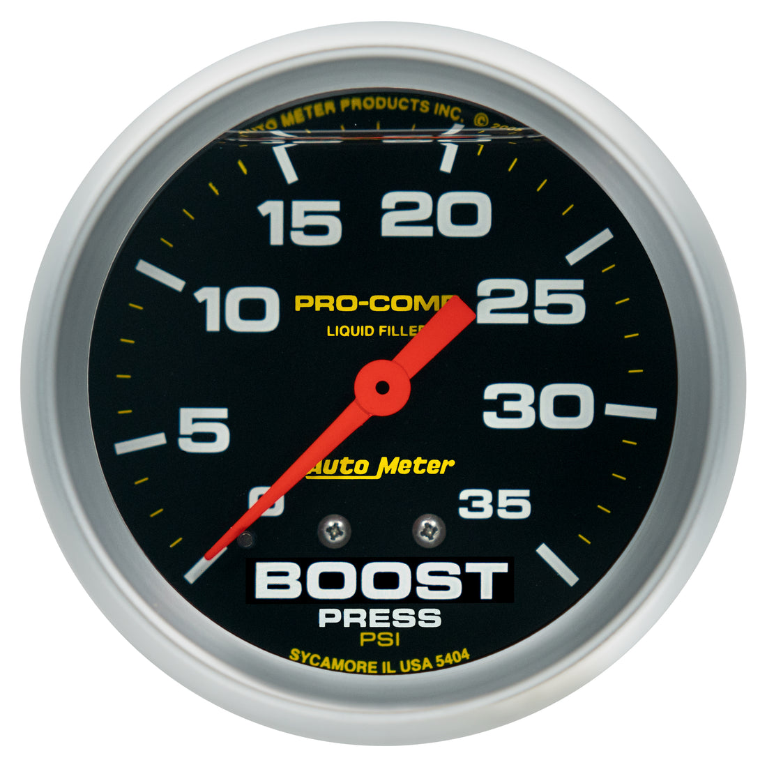 AutoMeter 5404 - GAUGE, BOOST PRESS, 2 5/8", 35PSI, LIQUID FILLED MECH, PRO-COMP 3