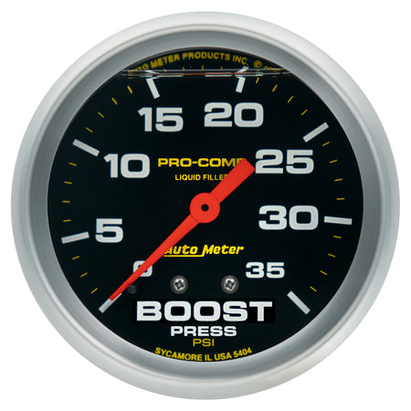 AutoMeter 5404 - GAUGE, BOOST PRESS, 2 5/8", 35PSI, LIQUID FILLED MECH, PRO-COMP 3