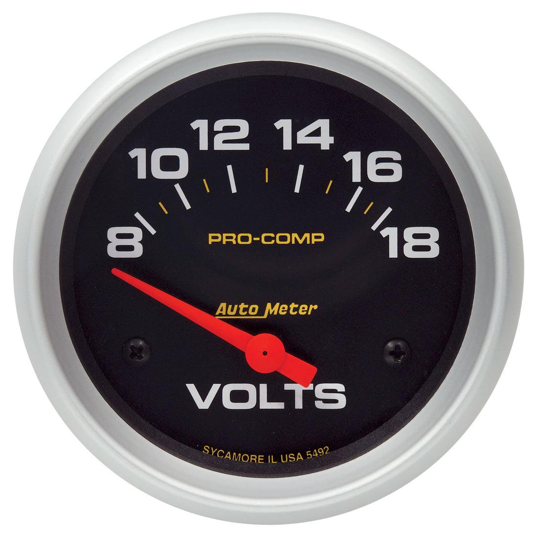 AutoMeter 5492 - GAUGE, VOLTMETER, 2 5/8", 18V, ELECTRIC, PRO-COMP 3