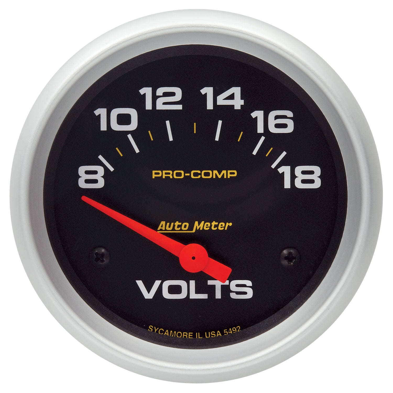 AutoMeter 5492 - GAUGE, VOLTMETER, 2 5/8", 18V, ELECTRIC, PRO-COMP 3