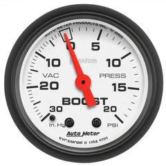 AutoMeter 5701 2-1/16" BOOST/VACUUM, 30 IN HG/20 PSI, PHANTOM