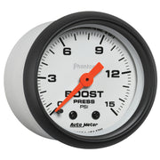 AutoMeter 5702 - GAUGE, BOOST, 2 1/16", 15PSI, MECHANICAL, PHANTOM 5