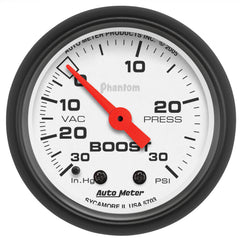 AutoMeter 5703 2-1/16" BOOST/VACUUM, 30 IN HG/30 PSI, PHANTOM