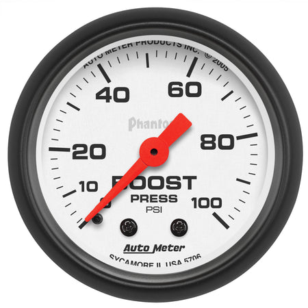AutoMeter 5706 - GAUGE, BOOST, 2 1/16", 100PSI, MECHANICAL, PHANTOM 3