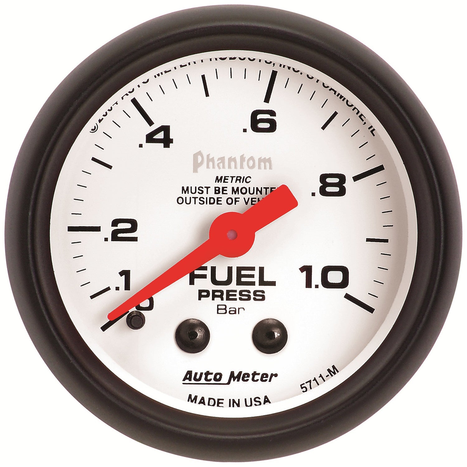 AutoMeter 5711-M - GAUGE, FUEL PRESSURE, 2 1/16", 1.0BAR, MECHANICAL, PHANTOM 4