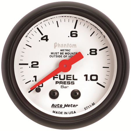 AutoMeter 5711-M - GAUGE, FUEL PRESSURE, 2 1/16", 1.0BAR, MECHANICAL, PHANTOM 4