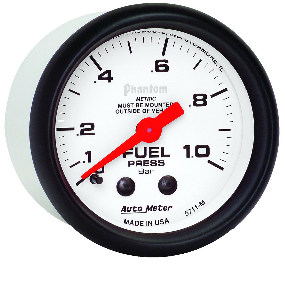 AutoMeter 5711-M - GAUGE, FUEL PRESSURE, 2 1/16", 1.0BAR, MECHANICAL, PHANTOM 5