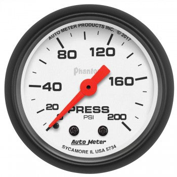 AutoMeter 5734 - GAUGE, PRESSURE, 2 1/16", 200PSI, MECHANICAL, PHANTOM 4