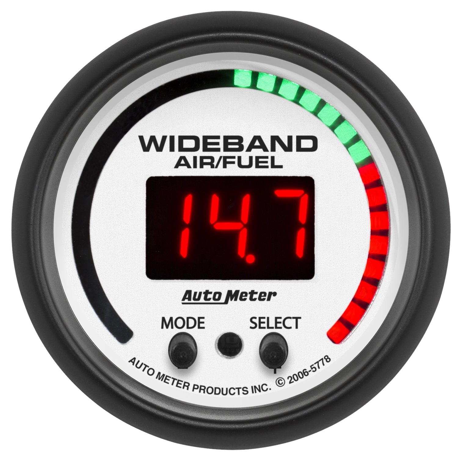 AutoMeter 5778 - GAUGE, AIR/FUEL RATIO-PRO, 2 1/16", 10:1-20:1, DIGITAL W/ PEAK & WARN, PHANTOM 5
