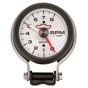 AutoMeter 5780-00406 - GAUGE, TACHOMETER, 3 3/4", 8K RPM, PEDESTAL W/ RED LINE, CHEVY RED BOWTIE, WHITE 3