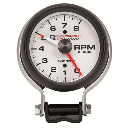AutoMeter 5780-00406 - GAUGE, TACHOMETER, 3 3/4", 8K RPM, PEDESTAL W/ RED LINE, CHEVY RED BOWTIE, WHITE 6
