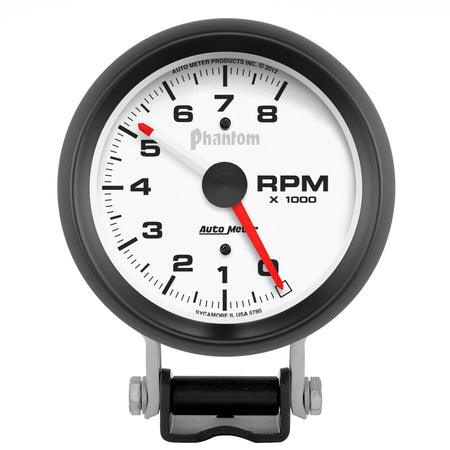 AutoMeter 5780 - GAUGE, TACHOMETER, 3 3/4", 8K RPM, PEDESTAL W/ RED LINE, PHANTOM 3