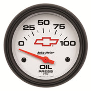 AutoMeter 5827-00406 - GAUGE, OIL PRESSURE, 2 5/8", 100PSI, ELECTRIC, CHEVY RED BOWTIE, WHITE 3
