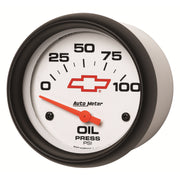 AutoMeter 5827-00406 - GAUGE, OIL PRESSURE, 2 5/8", 100PSI, ELECTRIC, CHEVY RED BOWTIE, WHITE 4