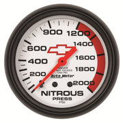 AutoMeter 5828-00406 - GAUGE, NITROUS PRESSURE, 2 5/8", 2000PSI, MECHANICAL, CHEVY RED BOWTIE, WHITE 3