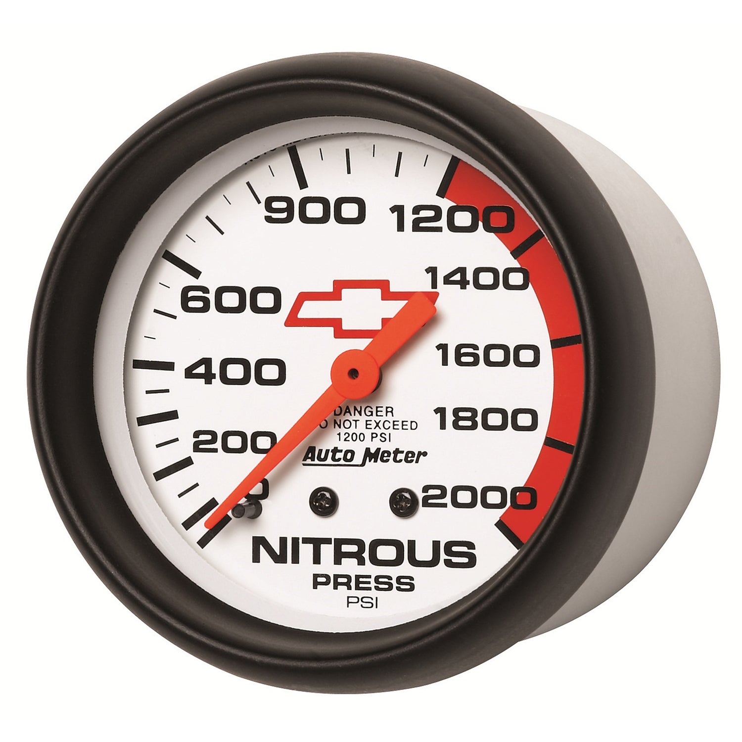 AutoMeter 5828-00406 - GAUGE, NITROUS PRESSURE, 2 5/8", 2000PSI, MECHANICAL, CHEVY RED BOWTIE, WHITE 4