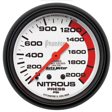 AutoMeter 5828 - GAUGE, NITROUS PRESSURE, 2 5/8", 2000PSI, MECHANICAL, PHANTOM 3