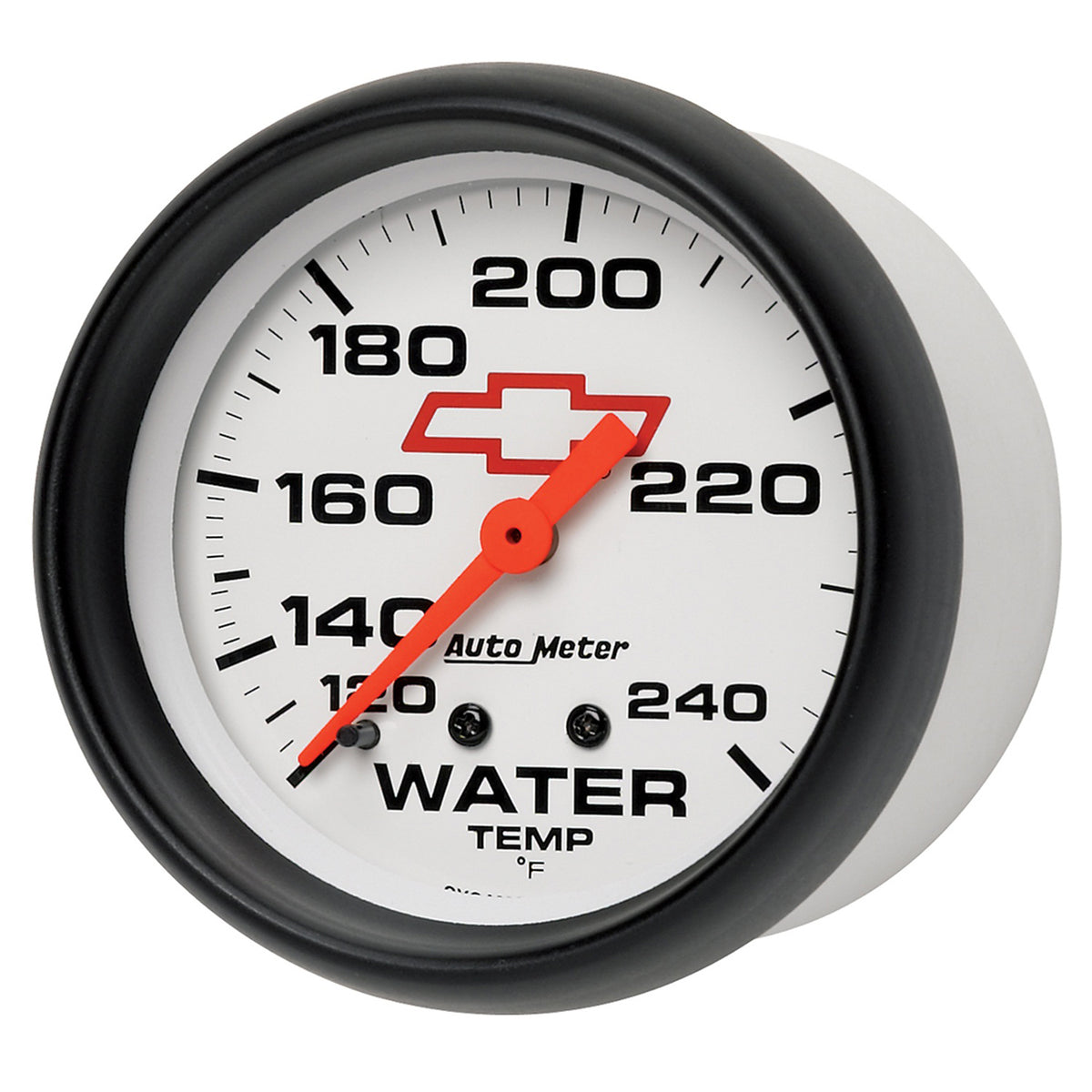AutoMeter 5832-00406 - GAUGE, WATER TEMP, 2 5/8", 120-240?F, MECHANICAL, CHEVY RED BOWTIE, WHITE 5