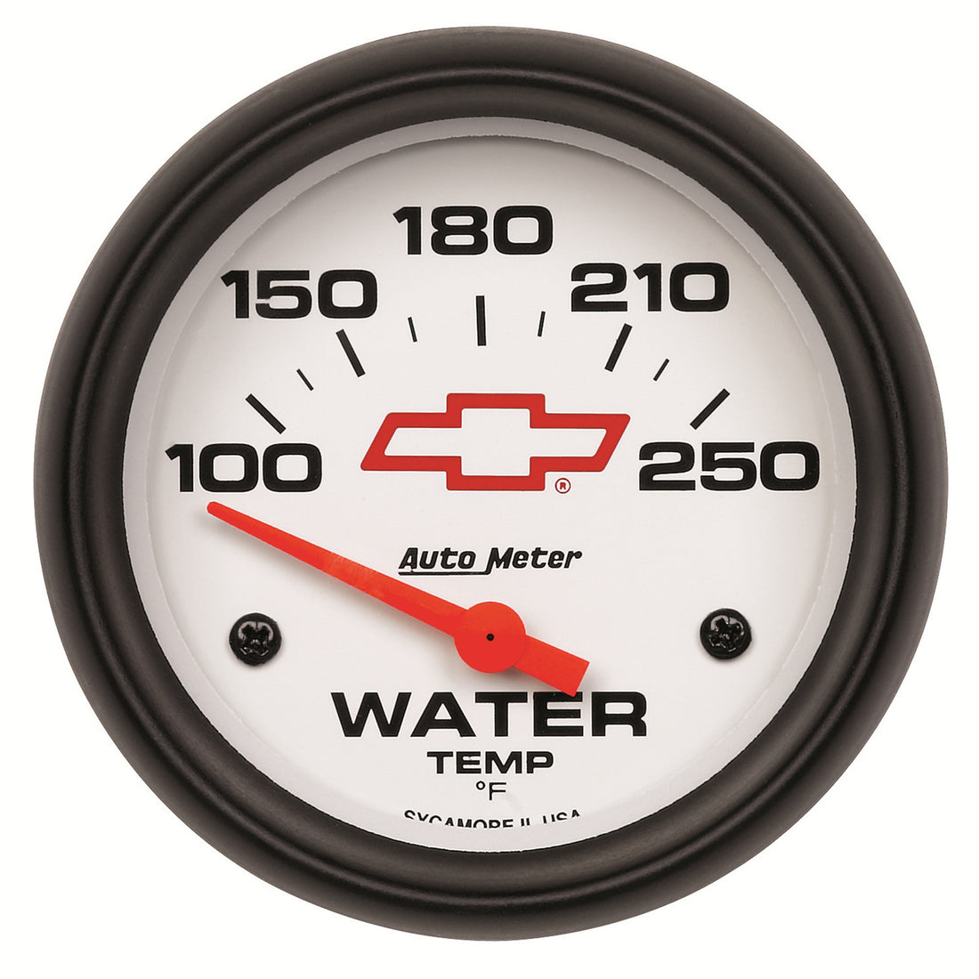 AutoMeter 5837-00406 - GAUGE, WATER TEMP, 2 5/8", 100-250?F, ELECTRIC, CHEVY RED BOWTIE, WHITE 3