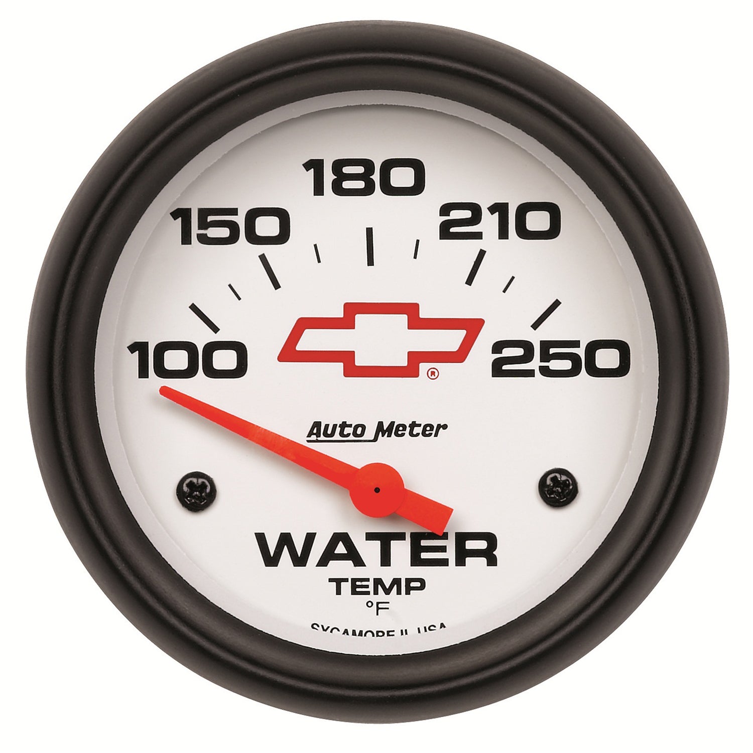 AutoMeter 5837-00406 - GAUGE, WATER TEMP, 2 5/8", 100-250?F, ELECTRIC, CHEVY RED BOWTIE, WHITE 3